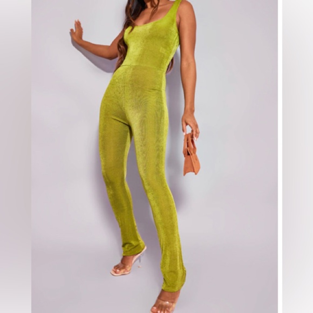 Olive slinky leg jumpsuit